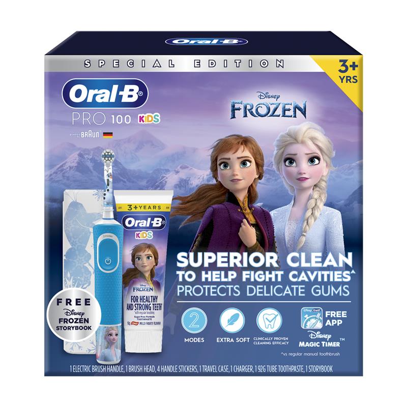 Oral B Limited Edition Disney Frozen Toothbrush Pro 100 + Fruity Toothpaste + Book Gift Pack