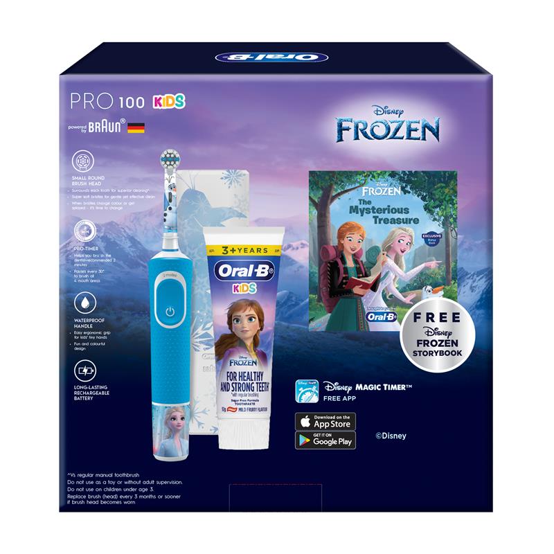 Oral B Limited Edition Disney Frozen Toothbrush Pro 100 + Fruity Toothpaste + Book Gift Pack