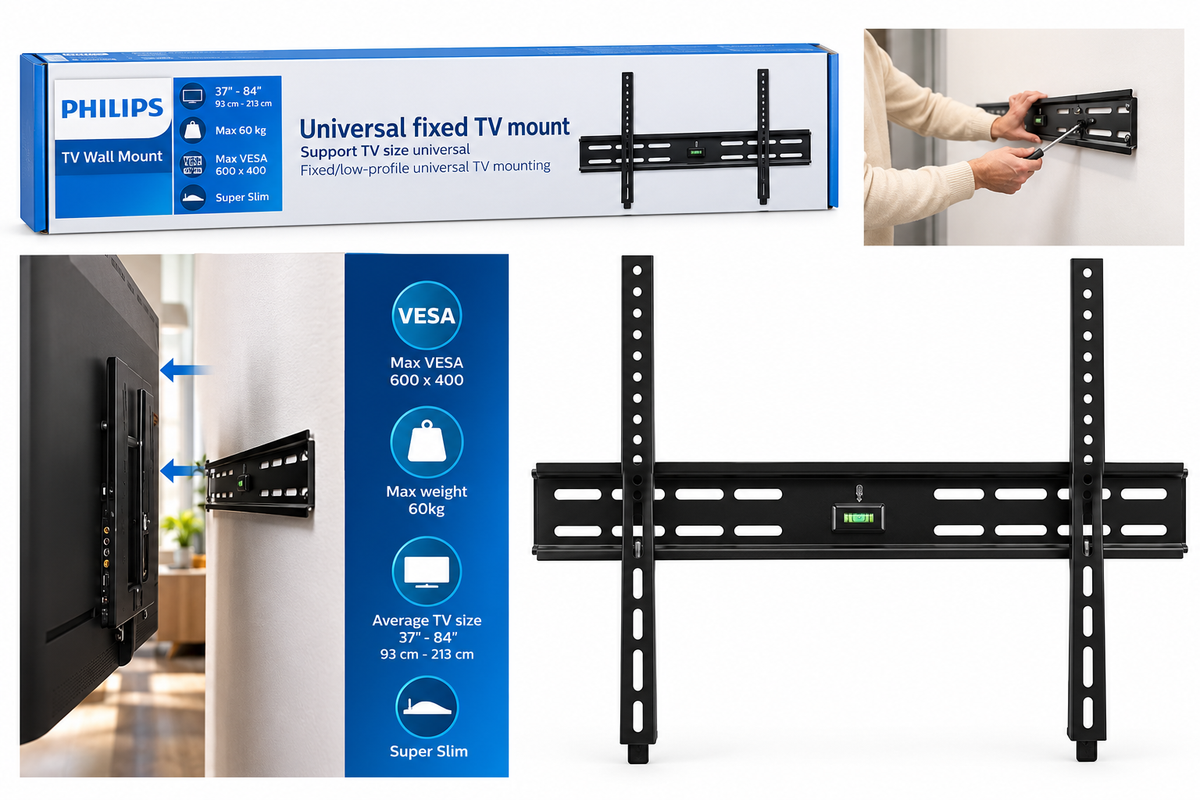 Philips Universal Fixed TV Wall Mount 37"–84"