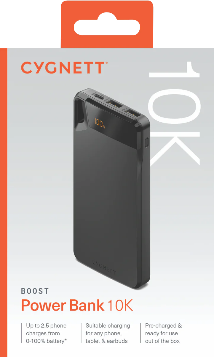 Cygnett Boost Power Bank 10k 4th Gen - Black
