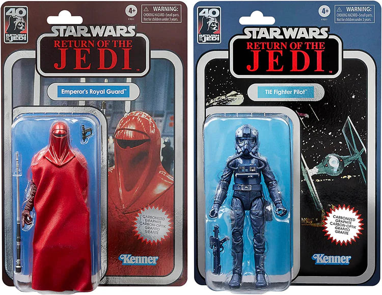 Star Wars The Black Series 40th Anniversary Carbon Look Emperor's Royal Guard & TIE Fighter Pilot Action Figures (15 cm) Twin Pack