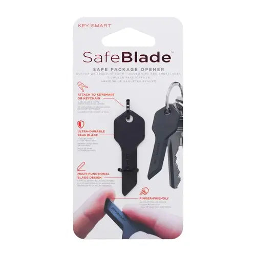 KeySmart SafeBlade Finger-Friendly Keychain Box Cutter Black