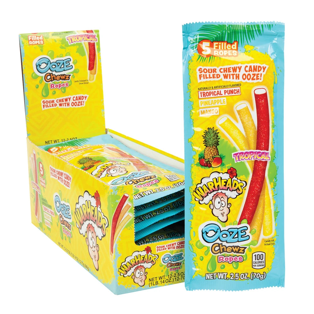 12 Pack x Warheads Tropical Ooze Chewz Ropes 71g