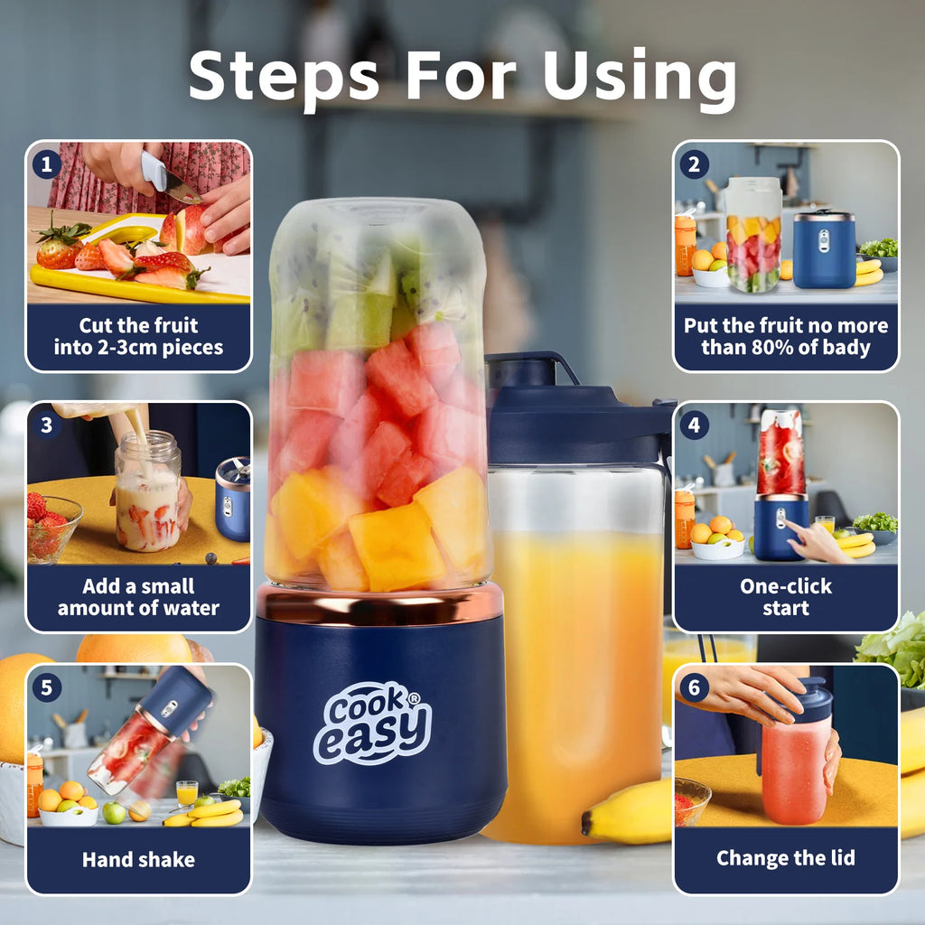 400ml USB-C Rechargeable Portable Juicer with Travel Lid