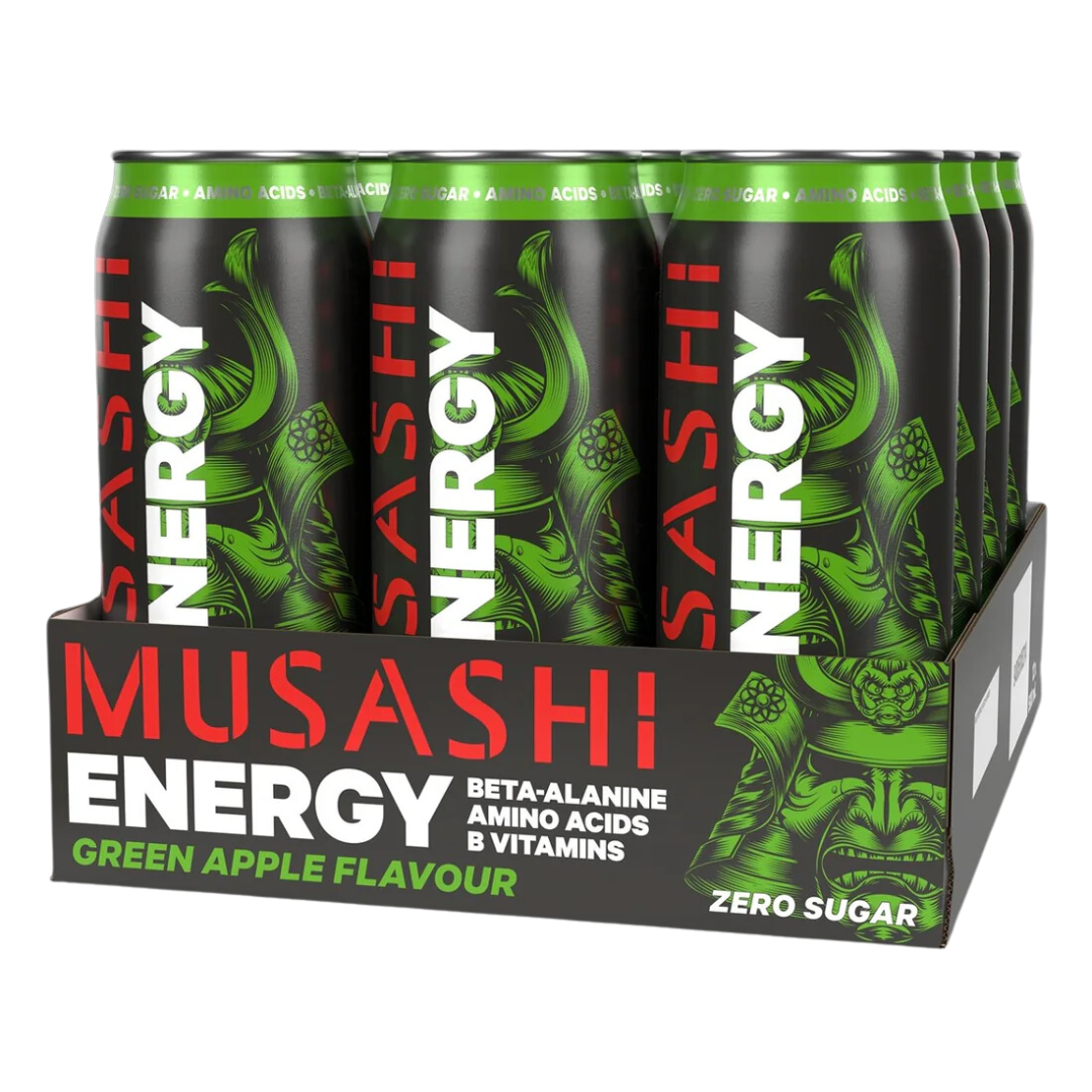 12 Pack x Musashi Energy Drink 500ml- Green Apple
