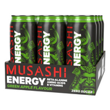 12 x Musashi Energy Drink 500ml- Green Apple