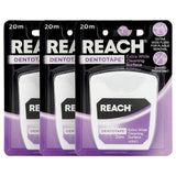 3 x Reach: Dentotape Extra Wide Wax Coated Cleaning Surface (20m)