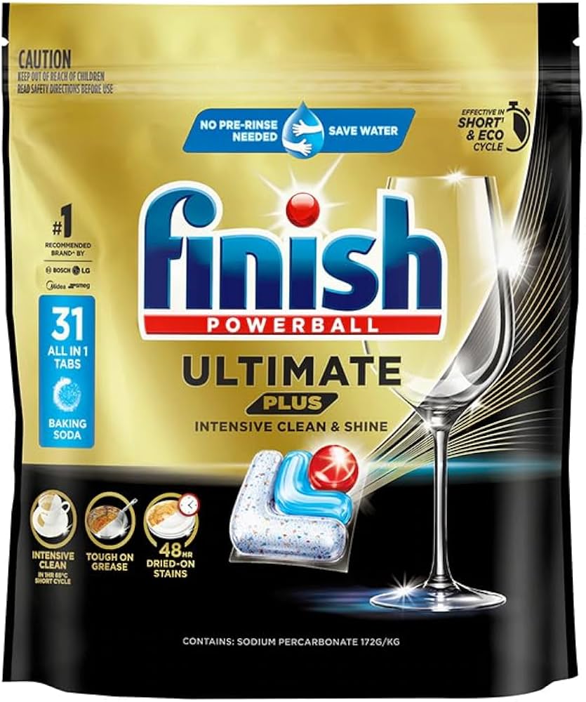 7 x Finish Powerball Ultimate Plus All In 1 Baking Soda Dishwasher Tabs PK31