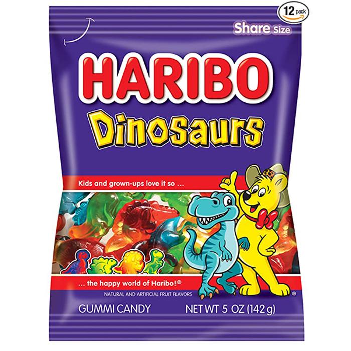 12 Pack x Haribo Dinosaur Peg Bag 141g