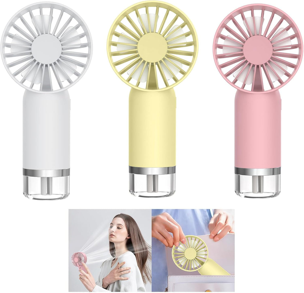Mini USB Rechargeable Misting Fan – Quiet Portable Handheld Water Spray Cooler
