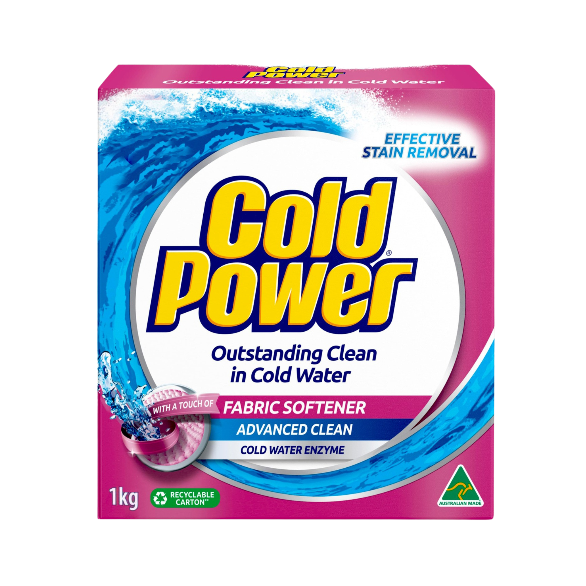2 x Cold Power Advanced Clean Washing Powder with a Touch of Fabric Softener 1kg