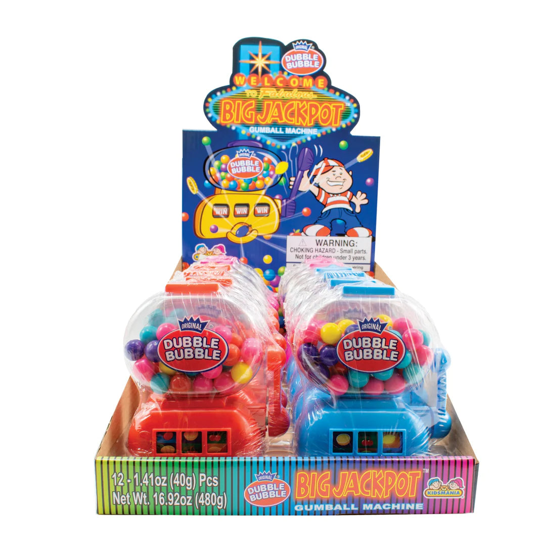 12 x Kidsmania Double Bubble Big Jackpot Gumball Machine 40g