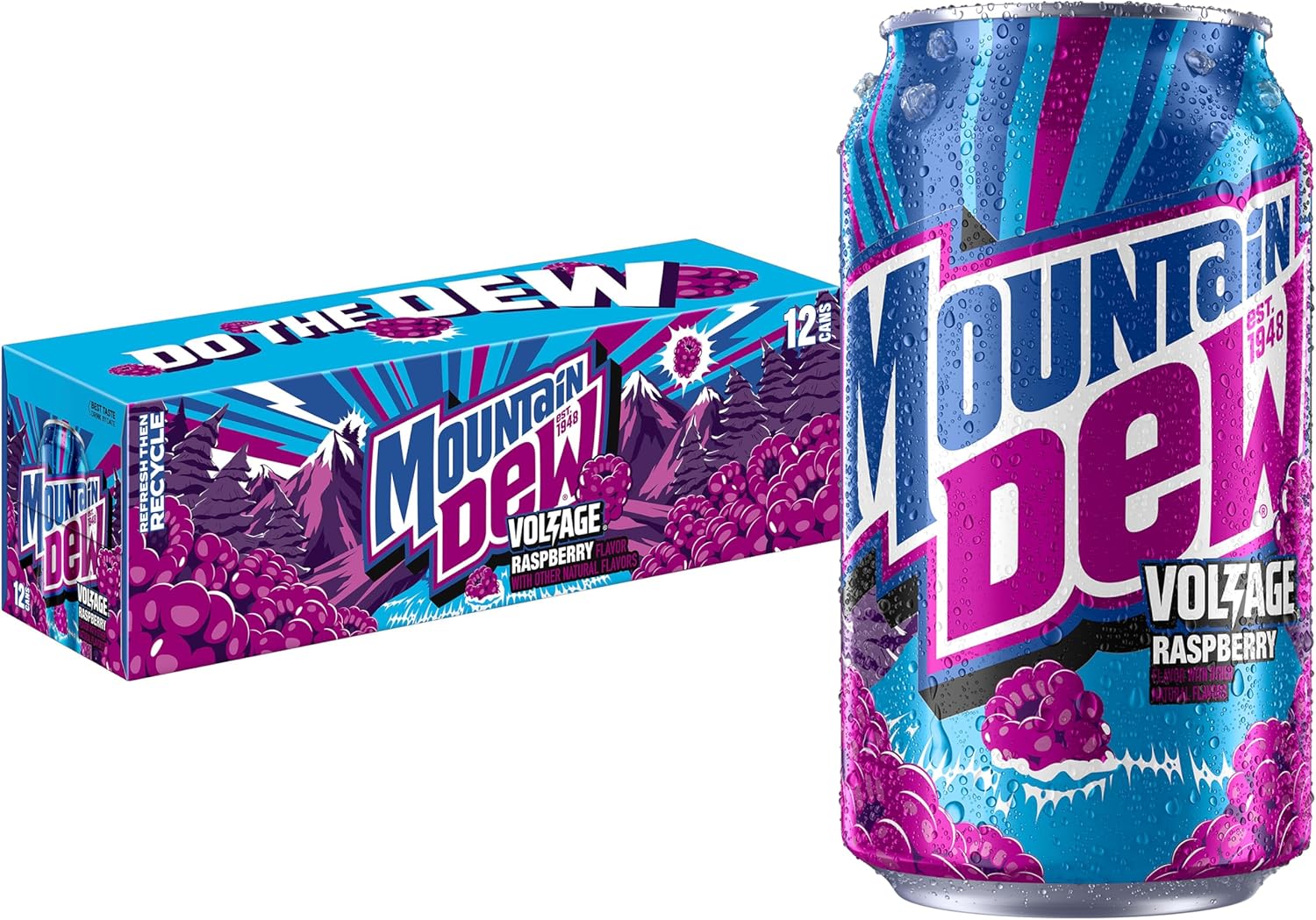 12 Pack x Mountain Dew Voltage Raspberry 355ml