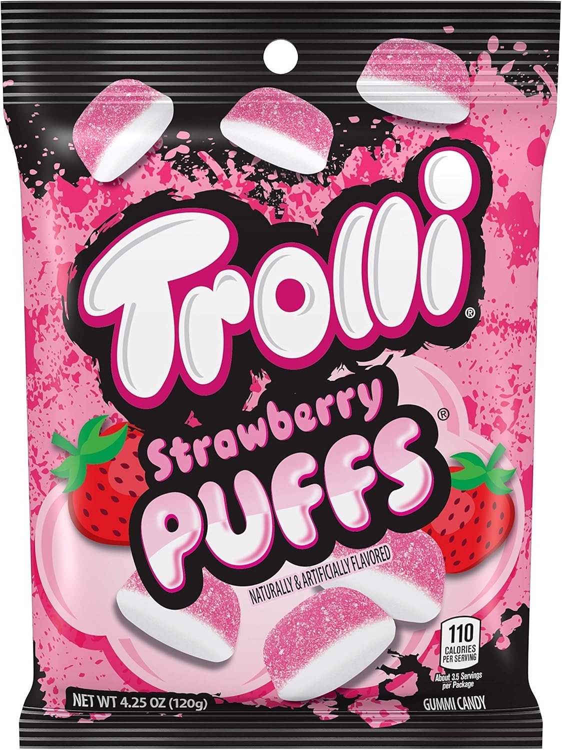 12 Pack x US Trolli Strawberry Puffs Hang Bag 4.25oz(141g)