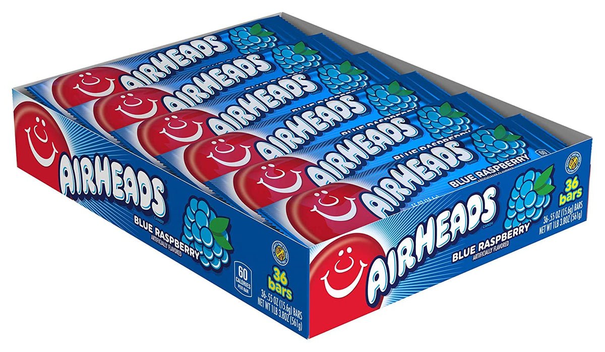 36 x Airheads Blue Raspberry Candy Bar 15.6g