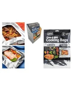 Qbag Oven & BBQ Foil Cooking Bags Large 27x40cm - Pack of 3
