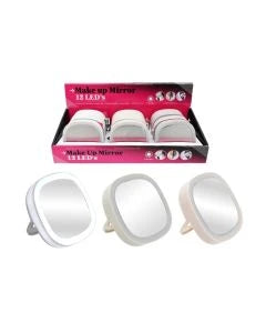 Light-Up LED Makeup Mirror with Stand - Assorted Colours