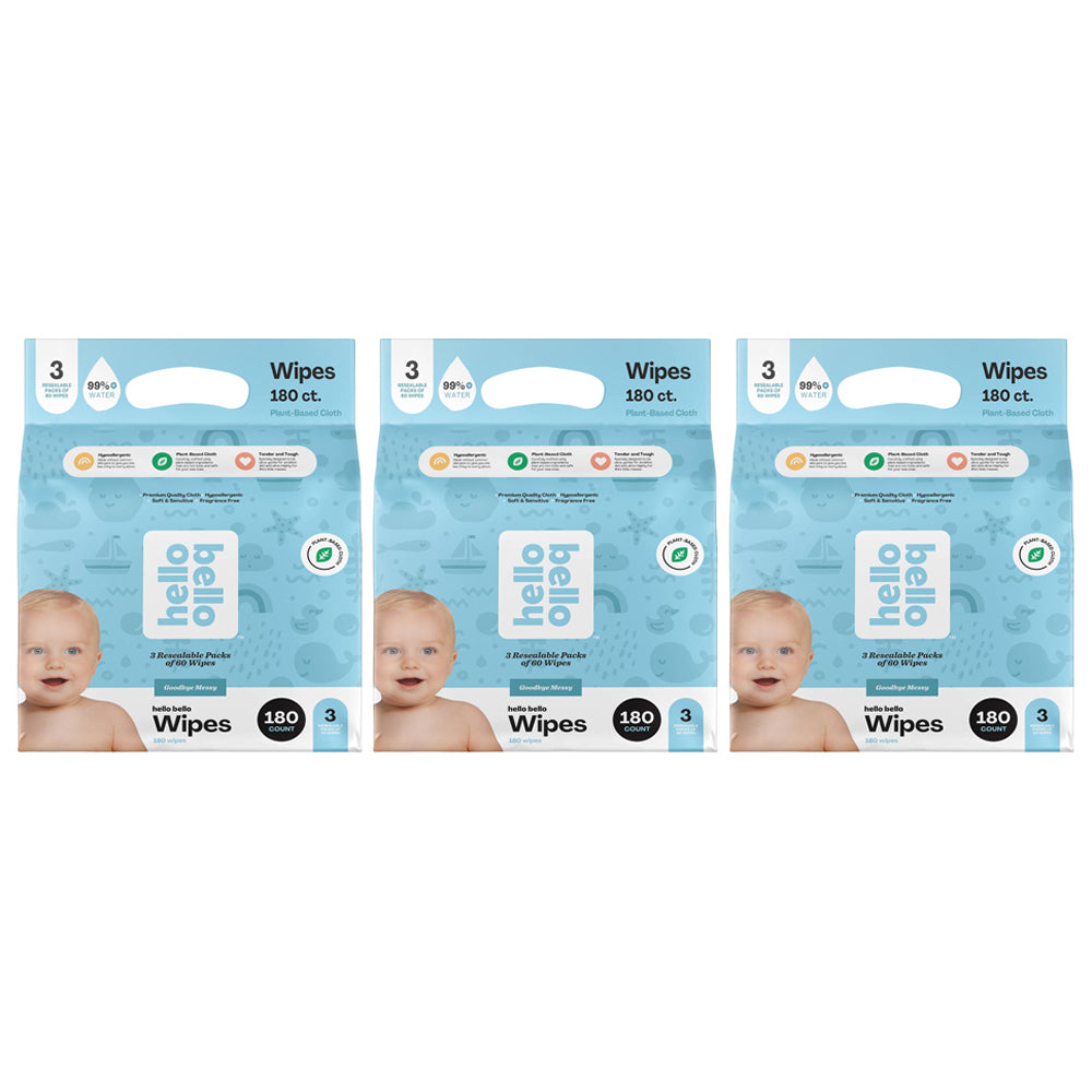 3 Pack x Hello Bello 99% Water Premium Baby 180pc