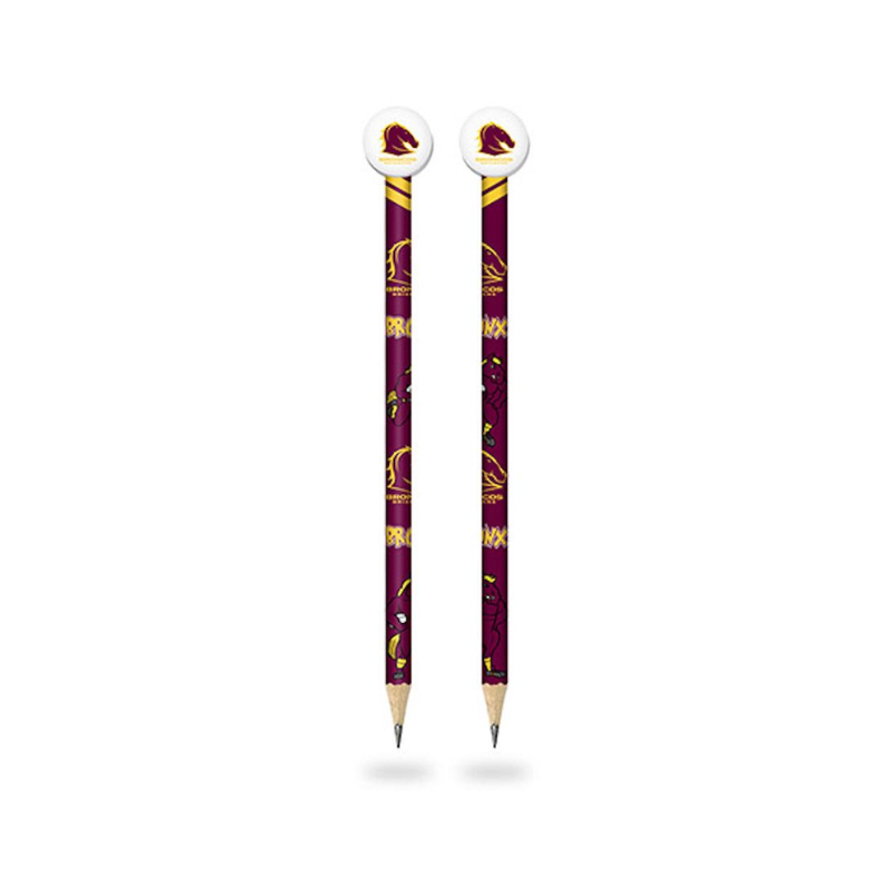 6 Pack x NRL Brisbane Broncos Pencil With Eraser