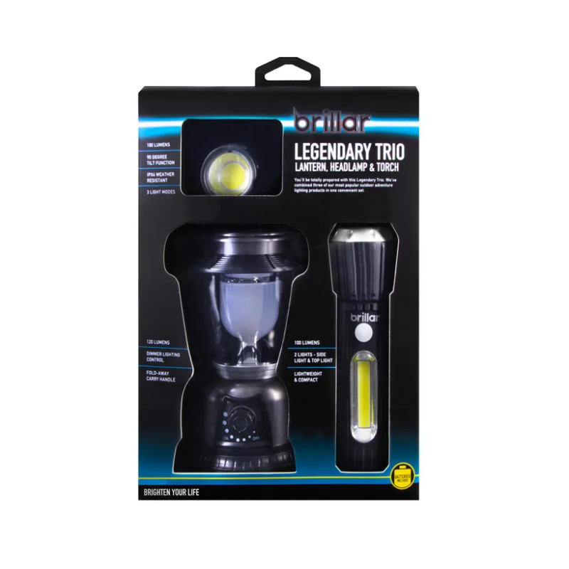 Brillar Legendary Trio: Torch, Headlamp & Lantern