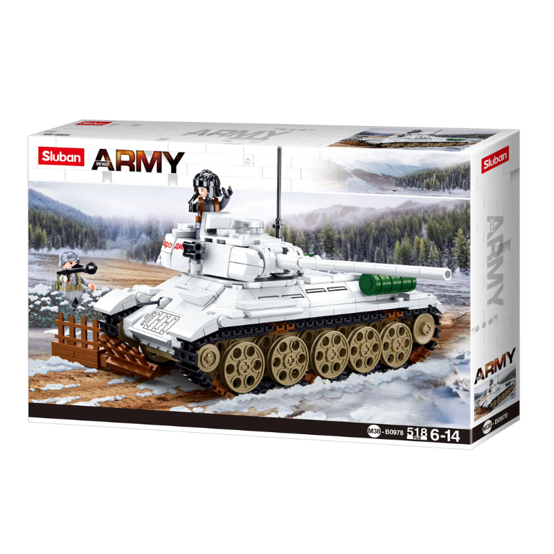 Sluban Army Building Blocks - Battle Of Budapest - Medium White Tank - 518 Piece