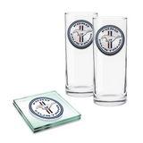 Ford 4-Piece Mustang Highball Glasses & Coasters Pack