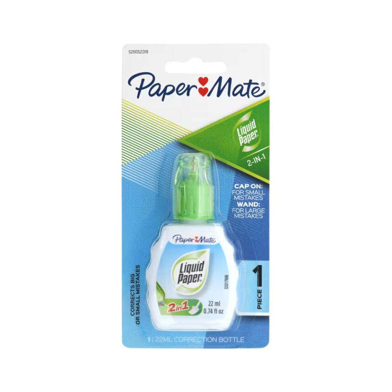 2 Pack x Paper Mate Liquid Paper 2-in-1 Correction Fluid - 22ml