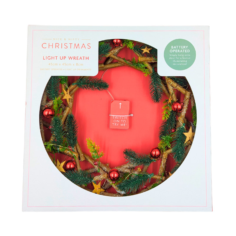 Nice & Nifty Christmas Light Up Wreath