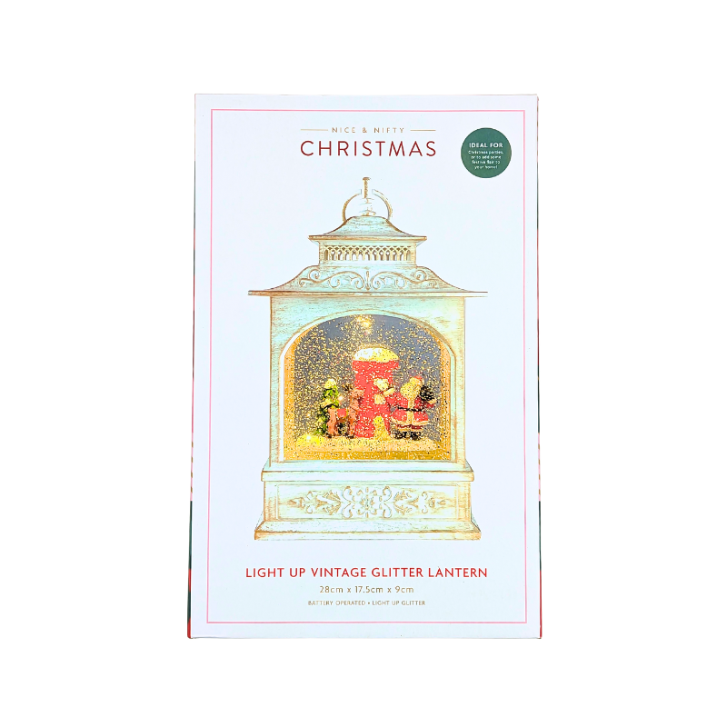 Nice & Nifty Christmas Light Up Vintage Glitter Lantern