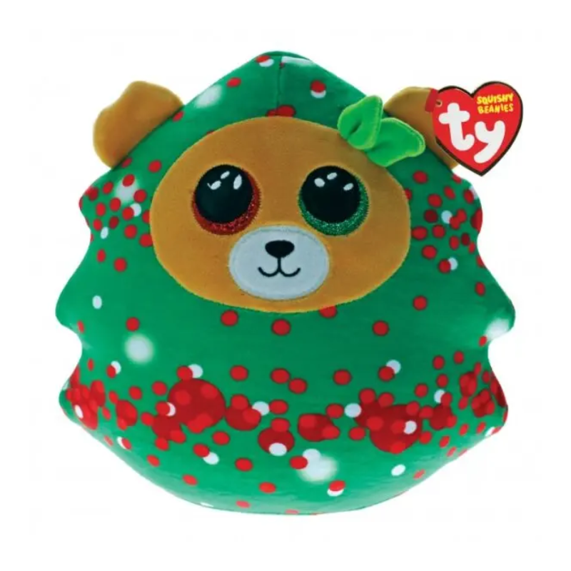 Ty Christmas Everett The Christmas Tree Bear 14" Squish-A-Boo