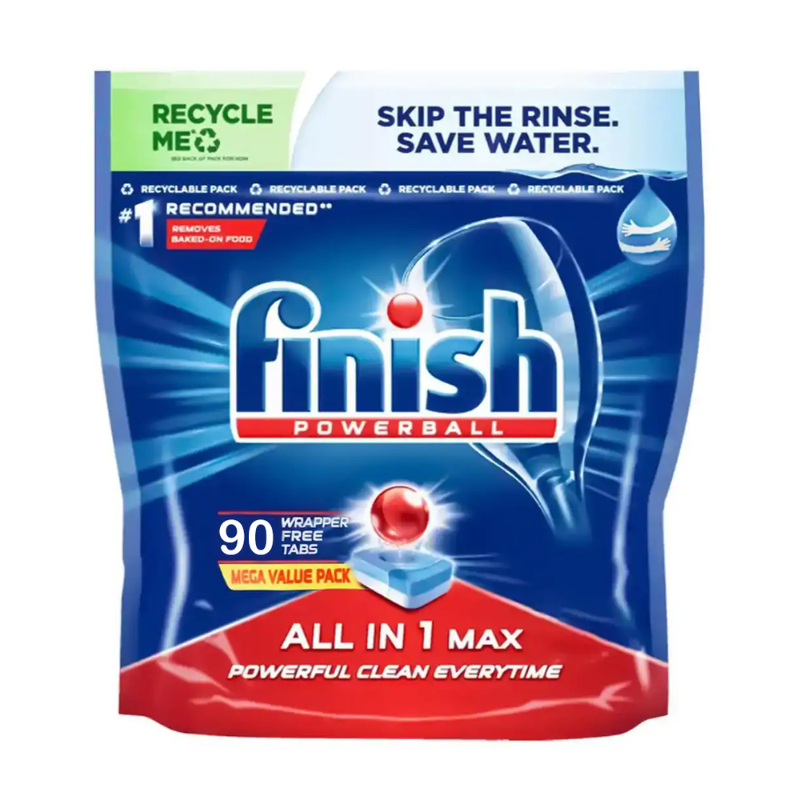 2 Pack x Finish Powerball All In 1 Dishwashing Tablets Max Mega Value Pack 90 Tablets
