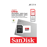 SanDisk Ultra MicroSDXC UHS-I Memory Card With Adapter 128GB (120MB/s) - Chromebook