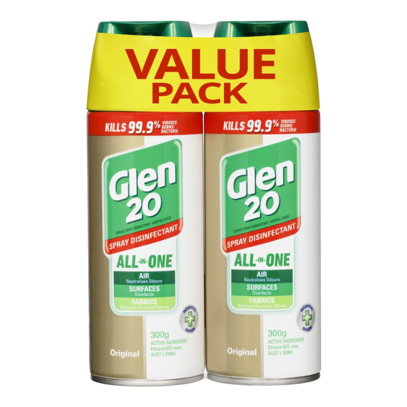 Glen 20 Spray Disinfectant All-In-One Original Value Pack 2 x 300g ...