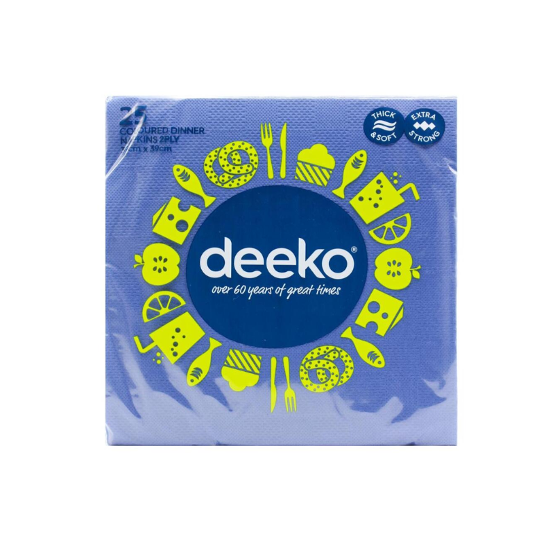 6 Pack x Deeko Blue Dinner Napkins 25pc