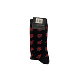 Sock Standard - Black With Red Flowers