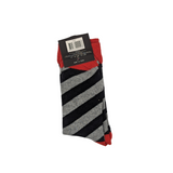 Sock Standard - Black/Grey Stripes With Red