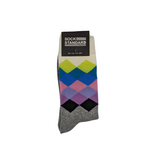 Sock Standard - Grey With Multicoloured Diamonds