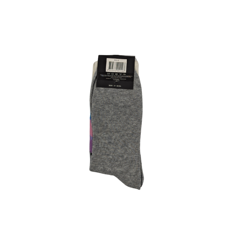 Sock Standard - Grey With Multicoloured Diamonds