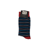 Sock Standard - Blue/White Stripes With Red