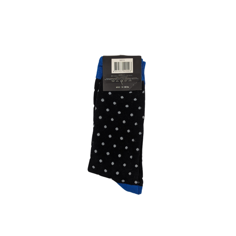 Sock Standard - Black & Blue Medium Polka Dots