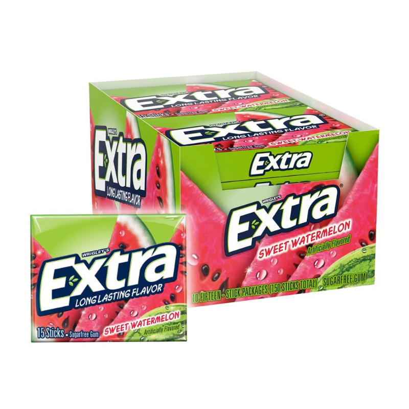 10 Pack x Wrigley's Extra Sweet Watermelon Gum 14.5g
