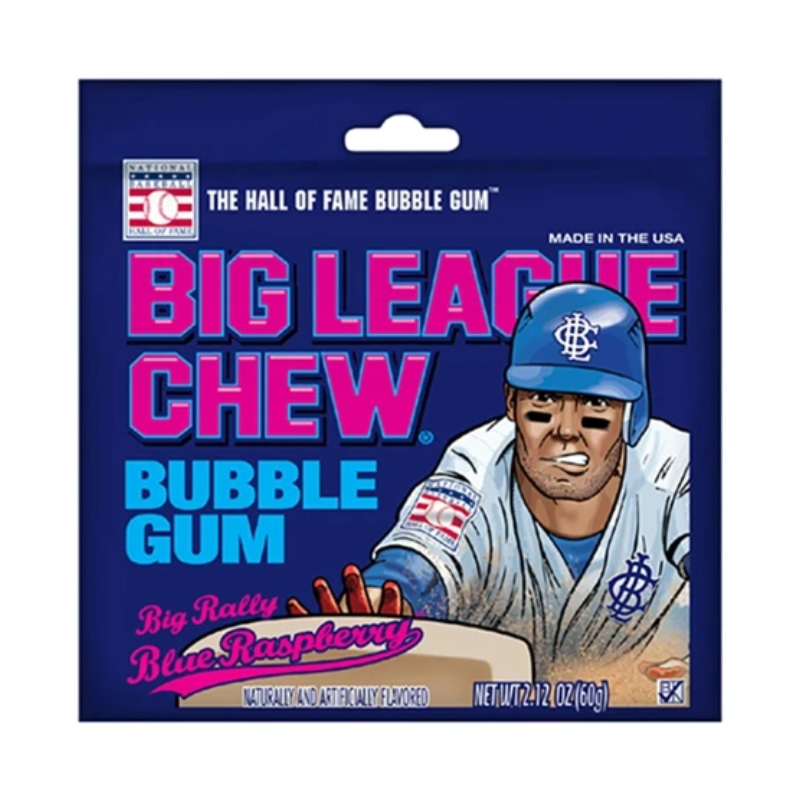 12 Pack x Big League Chew Bubble Gum Blue Raspberry 60g