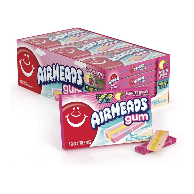 12 Pack x Airheads Raspberry Lemonade Gum 34g