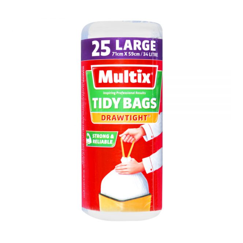 3 Pack x Multix Tidy Bags Drawtight Large - 34L (25pc)