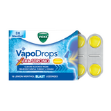 2 x Vicks VapoDrops Xtra Strong Lemon Menthol Blast - 16 Pack