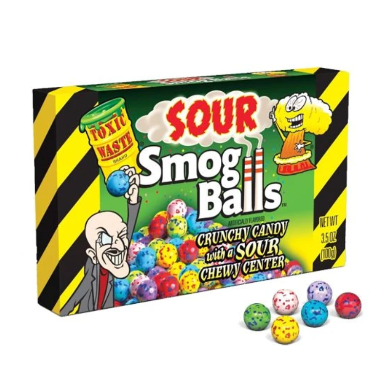 12 Pack x Toxic Waste Sour Smog Balls Candy Theatre Box - 99g
