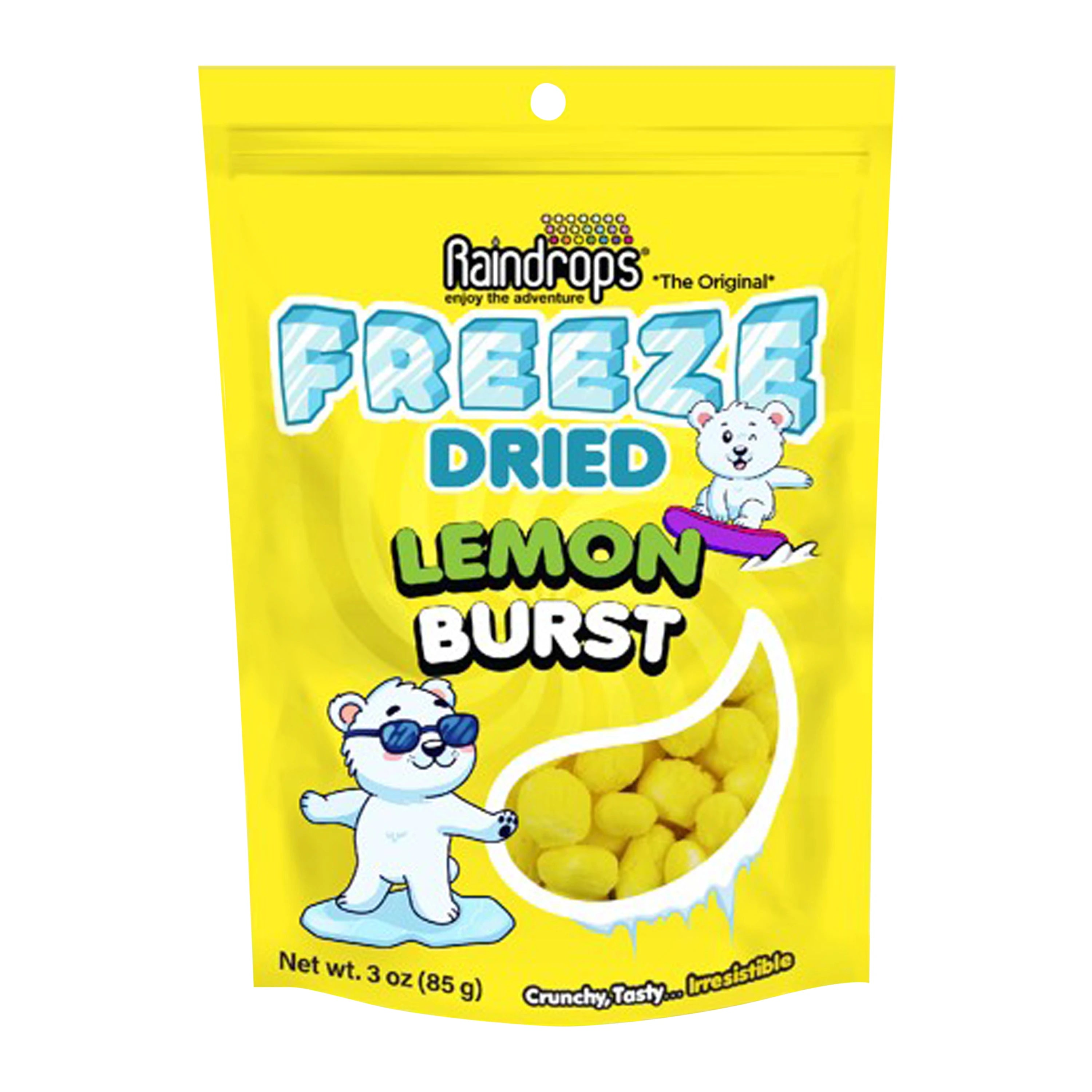 12 x USA Raindrops Lemon Burst Freeze Dried Mini Peg Bag 3oz(25g)