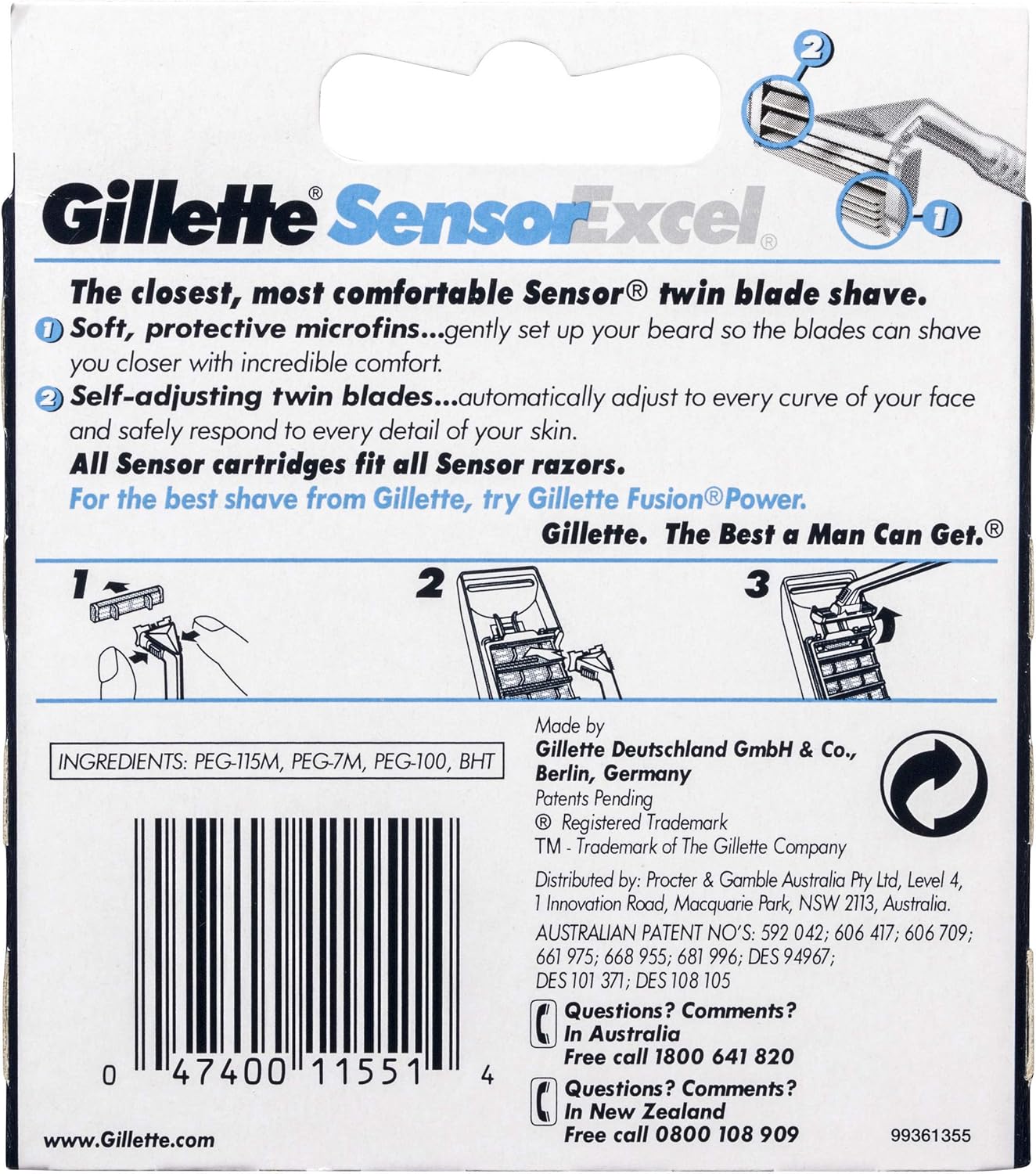 Gillette Sensor Excel - 10 Cartridges - Damaged Box
