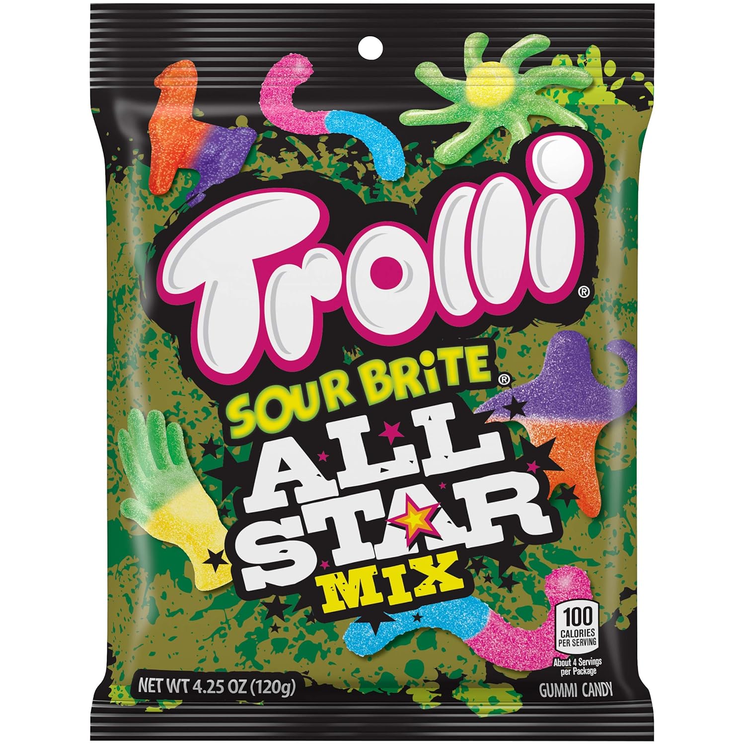12 Pack x US Trolli Sour Brite Crawler All-Star Mix Hang Bag 4.25oz(141g)