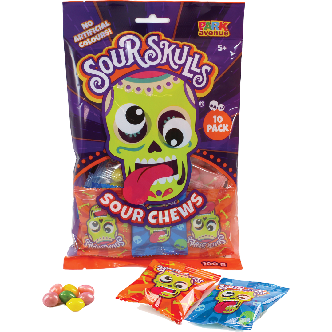 12 x Sour Skulls Sour Chews 100g